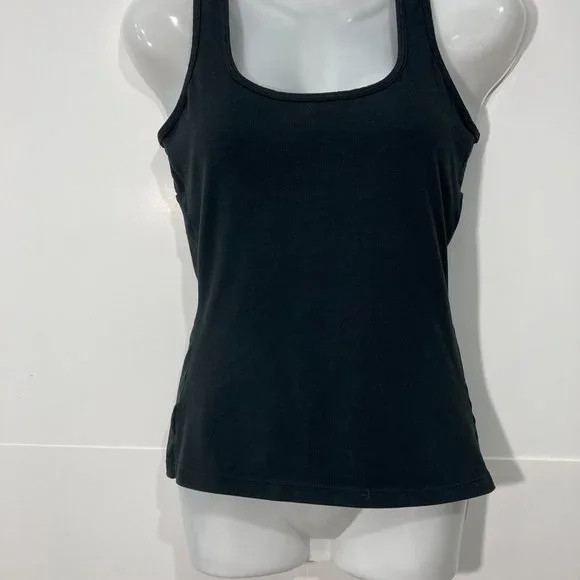 Prana Black Built In Bra Tank Top Paisley two holes on back yoga size S - Picture 3 of 5